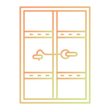 Ağ ve mobil uygulama tasarımınız için beyaz arkaplanda izole edilmiş kapı simgesi vektörü, gardırop logosu konsepti