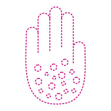hand with pink dotted line art style icon vector illustration design