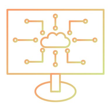 Bulut hesaplama teknolojisi ikon vektör çizimi tasarımı