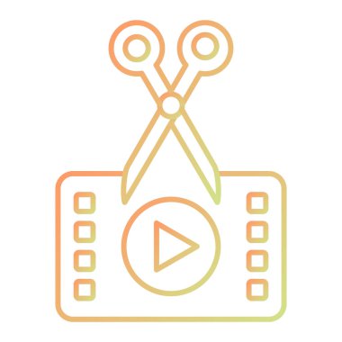 Video kamera ikon vektörü. Taslak film makarası tabelası. izole edilmiş sınır sembolü çizimi