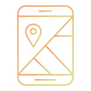 mobile phone icon with location map, vector illustration