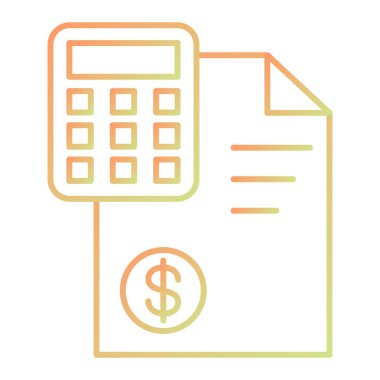 calculator with dollar bill line icon vector. money finance sign. isolated symbol illustration