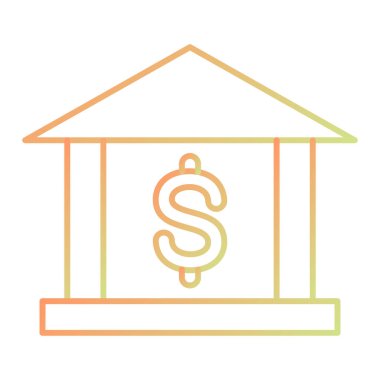 Banka binası simgesi vektör illüstrasyonu