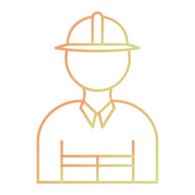 İşçi simgesi. Beyaz arkaplanda izole edilmiş web tasarımı için ana hatlı oluşturucu vektör resimleme sembolü