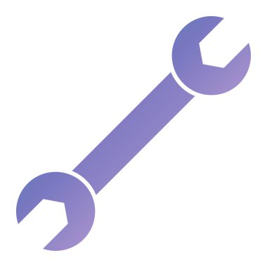 İngiliz anahtarı ve tornavida vektör simgesi. biçim iki renkli düz sembol, mavi ve beyaz renkler, yuvarlak açılardır,