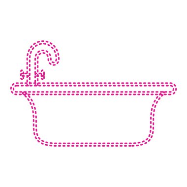 bathtub with pink towel and shower symbol vector illustration graphic design