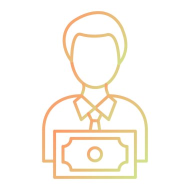 Para simgesi vektör illüstrasyon tasarımına sahip iş adamı