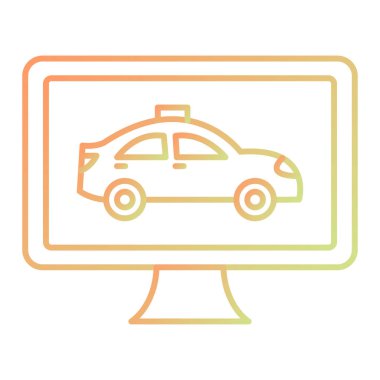 Araba servisi ikonu. Web için taksi aracı vektör simgelerinin özet çizimi