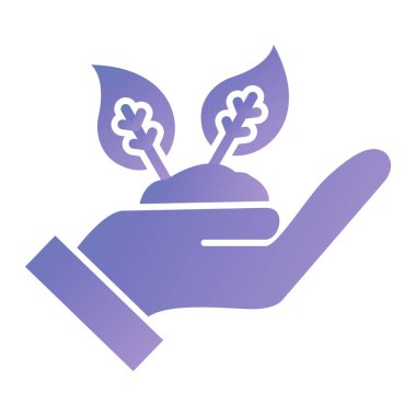 hand holding a leaf icon vector. plant ecology symbol. isolated contour illustration