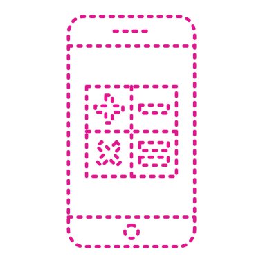 mobile phone with dotted line style icon vector illustration design