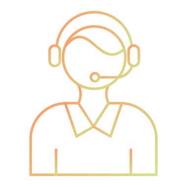 Kulaklık satırına sahip çağrı merkezi operatörü ve biçim ikon vektör çizimi tasarımı