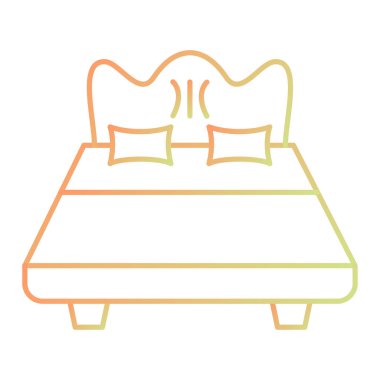 bed with pillows. web simple icon illustration