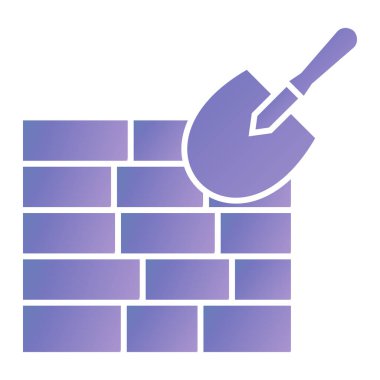 construction trowel icon isolated on white background. brick wall. vector illustration