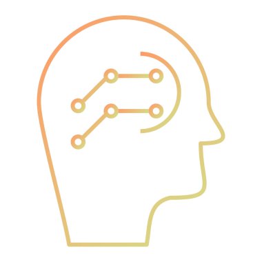 Beyin ikonu olan insan kafası. Web için insan vektör simgelerinin özet çizimi