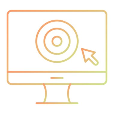 computer monitor with arrow and target icon. vector illustration