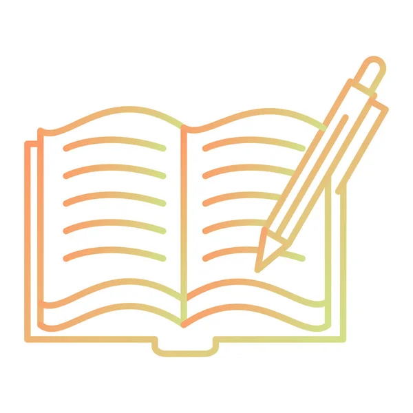 Книга Карандаш Ручка Тетрадь Значок Линии Образования Векторная Изолированная Иллюстрация — стоковый вектор