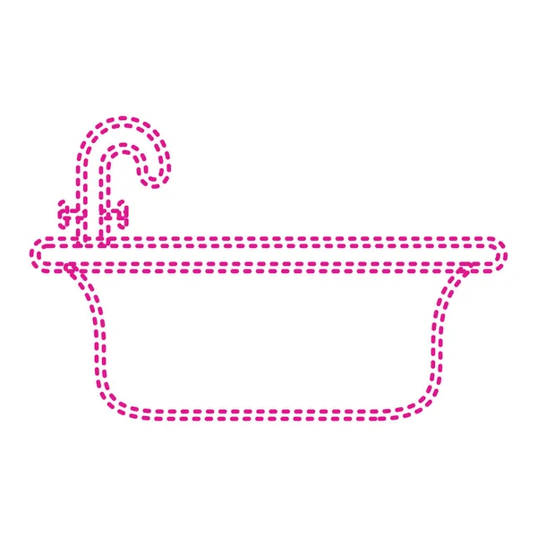 Ванна Розовым Полотенцем Душем Символа Векторной Иллюстрации Графический Дизайн — стоковый вектор