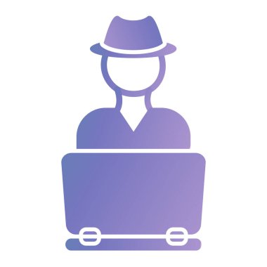 man with hat and laptop icon vector illustration design