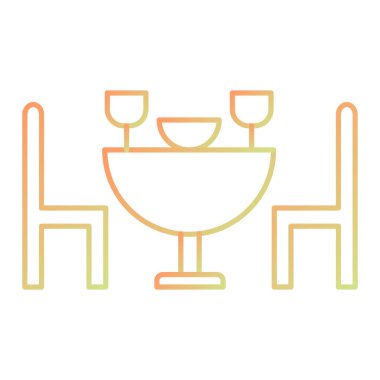 table and chairs icon. outline illustration  