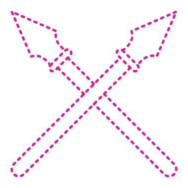 crossed swords icon. purple hexagon symbol. vector illustration.