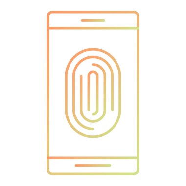 Beyaz arkaplanda parmak izi simgesi olan cep telefonu. vektör illüstrasyonu