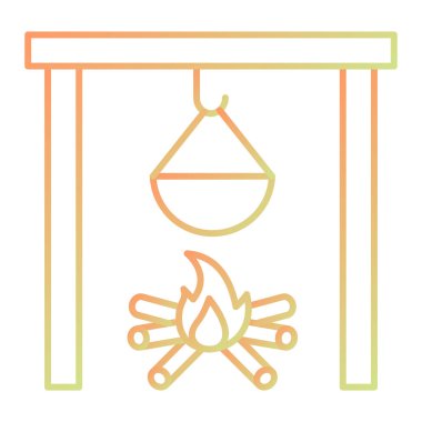 Kamp vektör simgesi. İnce çizgi biçimi izole edilmiş sembol çizimi.