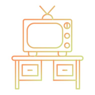 Televizyon ikonu. Web için televizyon vektör simgelerinin özet çizimi