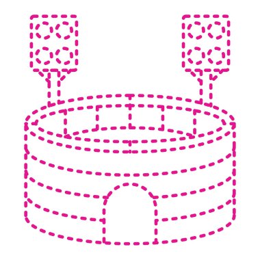 pink donut with dots icon over white background, line style, vector illustration