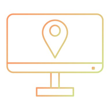 GPS konum simgesi vektörü. İnce çizgi işareti. izole edilmiş sınır sembolü çizimi