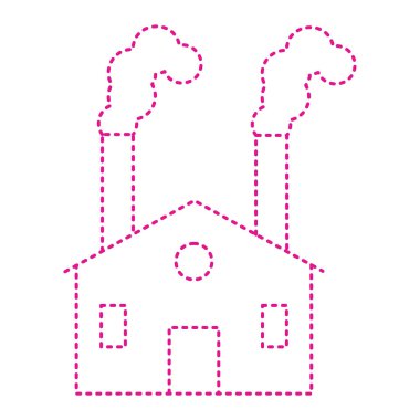 house with a chimney and a fence. vector illustration