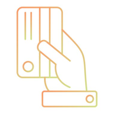 hand holding a credit card icon vector. thin line sign. isolated contour symbol illustration