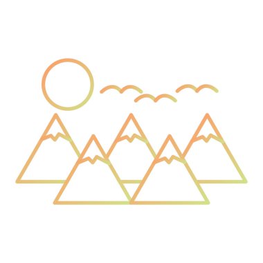 Dağların simgesi. Web tasarımı için dağ vektör simgelerinin düz çizimi