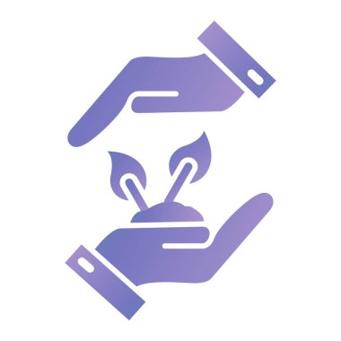 hand holding a leaf icon. vector illustration