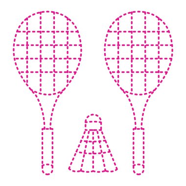 Badminton Raket ve raketle simgesi. vektör çizim