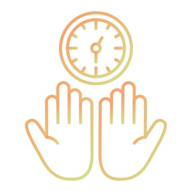 Saat simgesiyle el. vektör illüstrasyonu