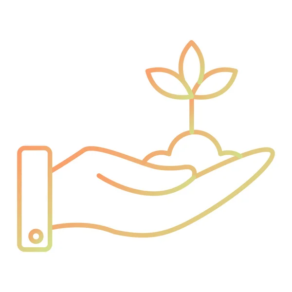 Hand Holding Plant Sprout Icon Outline Vector Illustration Ecology Symbol — Stock vektor