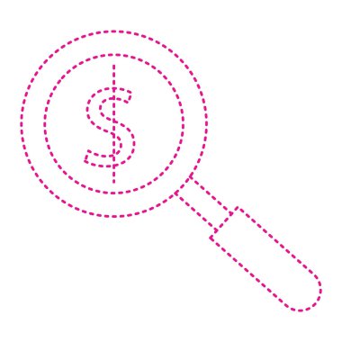 Dolar sembolü çizimi olan büyüteç