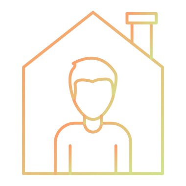 Ev ikonu olan bir adam. vektör illüstrasyonu