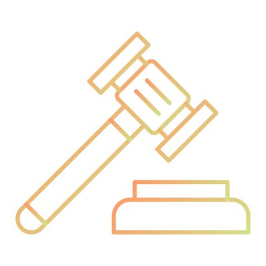 Açık arttırma çekiç ikonu vektörü. İnce çizgi işareti. izole edilmiş sınır sembolü çizimi