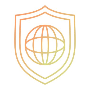 Dünya haritası ikon vektör illüstrasyon tasarımlı kalkan