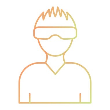 man with helmet icon. outline person vector illustration. isolated on white background