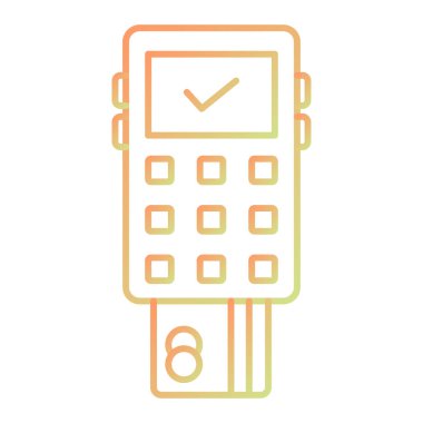 ATM makine simgesi vektörü. İnce çizgi işareti. izole edilmiş sınır sembolü çizimi