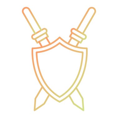 Kılıçlı kalkan ve kurdele vektör çizim tasarımı