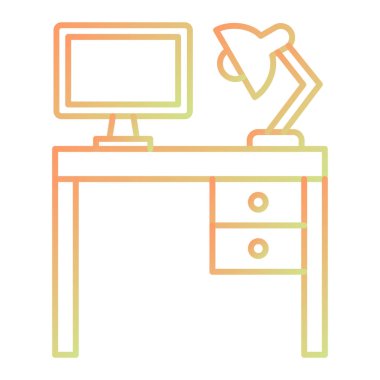 desk with computer and office supplies vector illustration graphic design