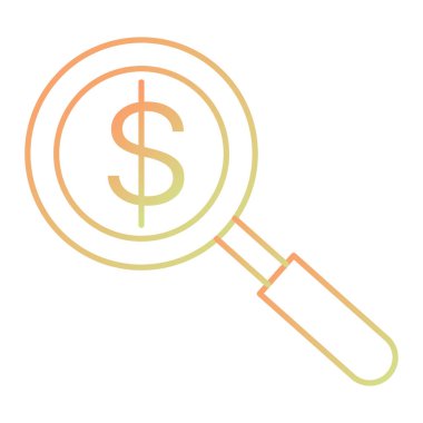 Dolar sembolü çizimi olan büyüteç