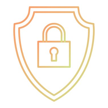 Asma kilit simgesi ile kalkan. Vektör çizim