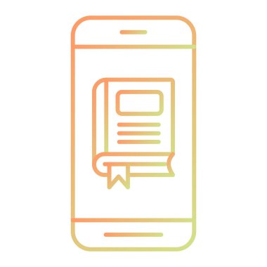 Kitap ve cep telefonu ikonlu akıllı telefon. vektör illüstrasyonu