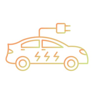 Beyaz arkaplanda elektrikli araba simgesi