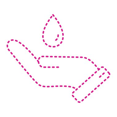 Bir damla ikonuyla el. vektör illüstrasyonu