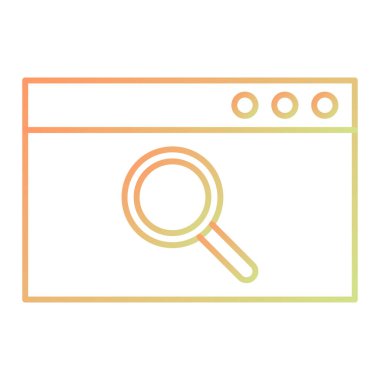 Tarayıcı arama simgesi vektörü. İnce çizgi işareti. İzole edilmiş kontür sembolü gösterimi